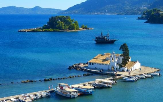 Kanoni, crkva Panagija Vlaherna i Mišje ostrvo