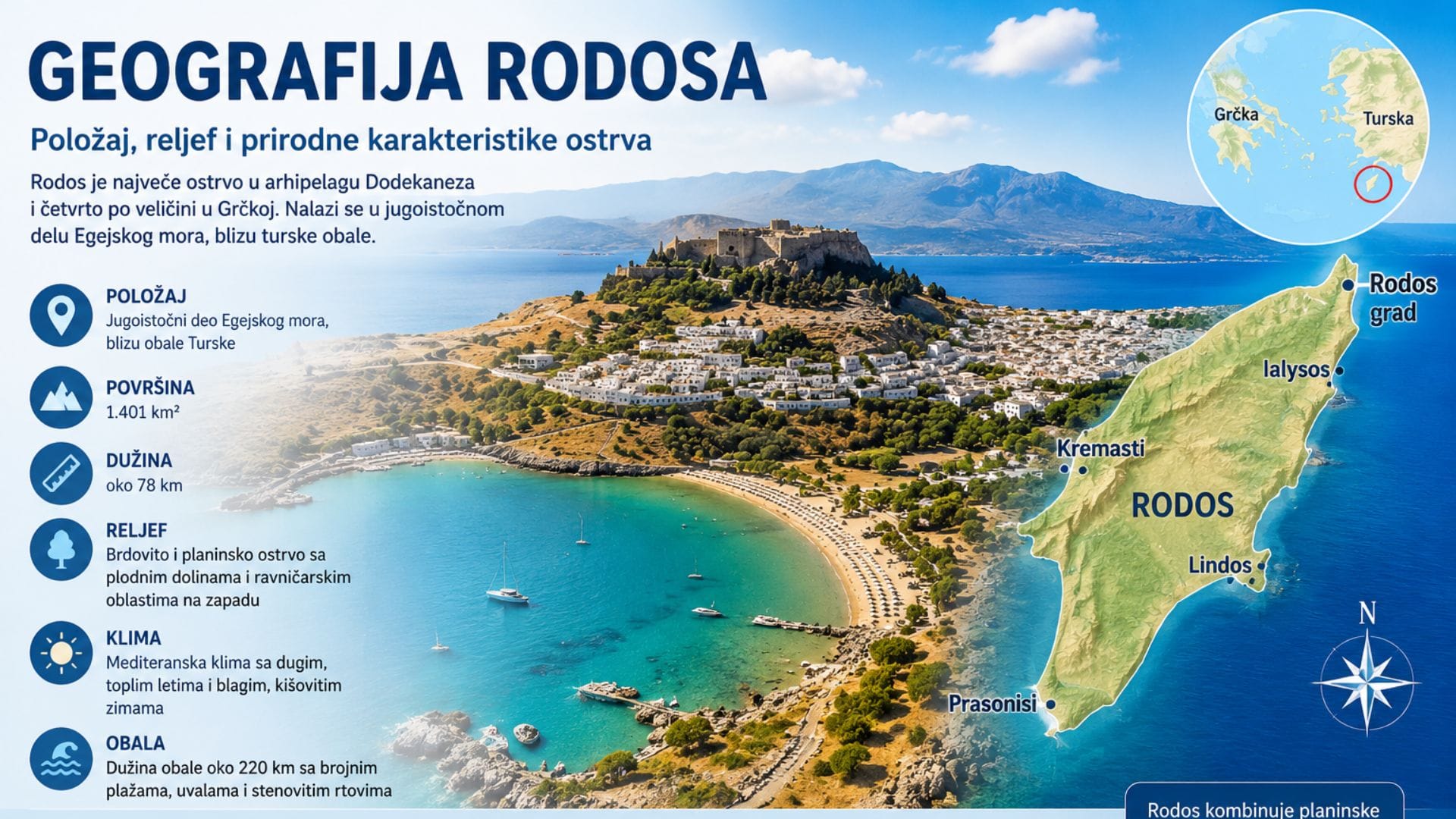 You are currently viewing Geografija Rodosa – Četvrto ostrvo po veličini u Grčkoj