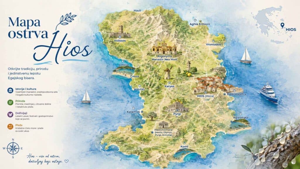 Mapa ostrva Hios