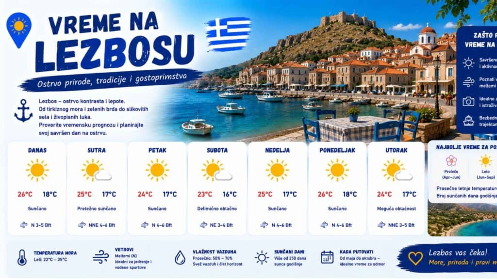 Vreme na Lezbosu — klima i temperatura po mesecima