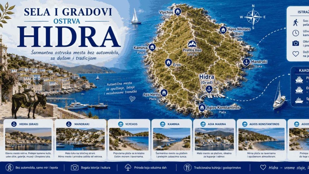 Sela i gradovi na Hidri – Grad Hidra, Kaminija i Vlihos