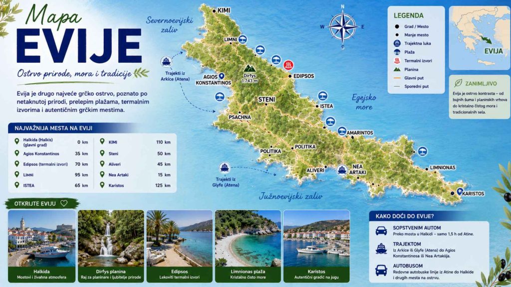 Mapa Evije – rastojanja, ulazne tačke i orijentacija