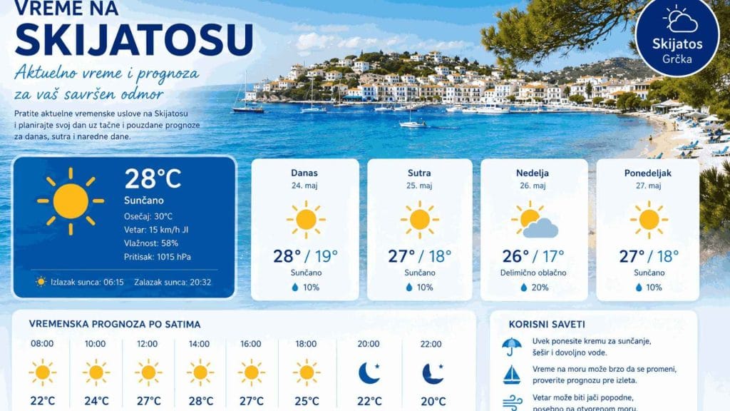 Vreme na Skijatosu — klima i temperatura po mesecima