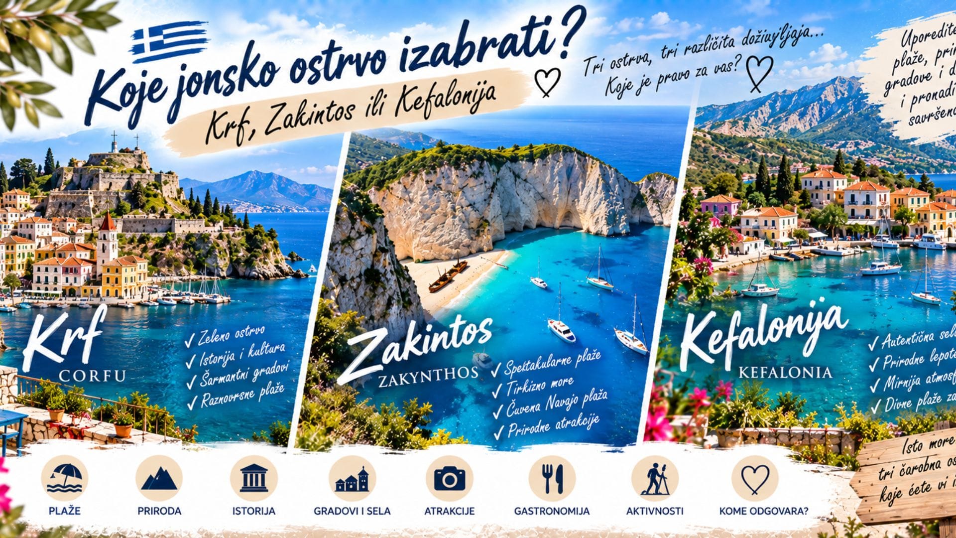 You are currently viewing Koje jonsko ostrvo izabrati – Krf, Zakintos ili Kefalonija