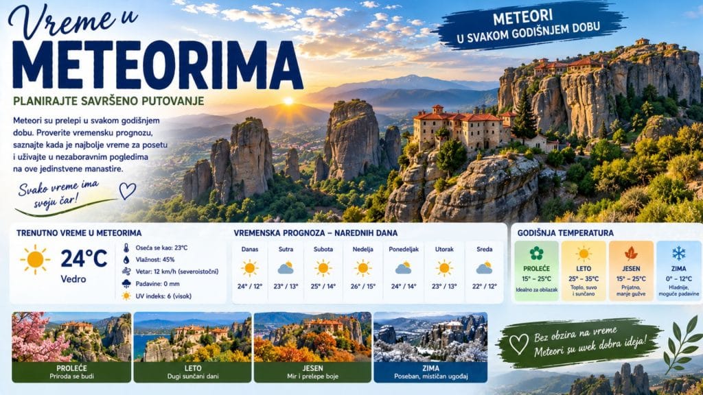 Vreme u Meteorima — klima i temperatura po mesecima