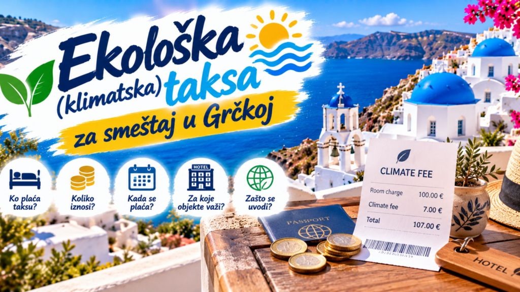 Ekološka (klimatska) taksa za smeštaj u Grčkoj – iznosi za 2026