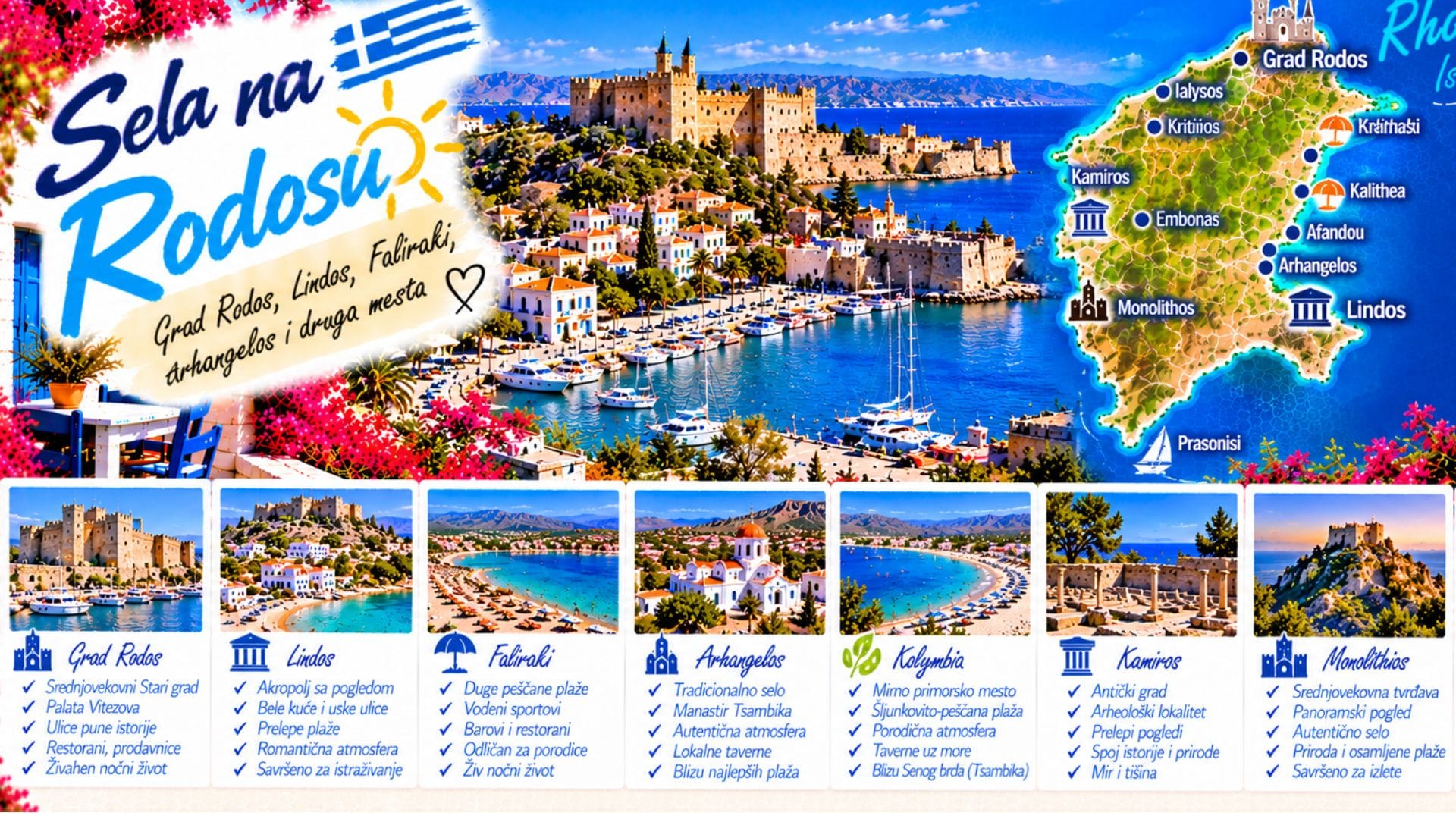Тренутно гледате Sela na Rodosu – Grad Rodos, Lindos, Faliraki, Arhangelos i druga